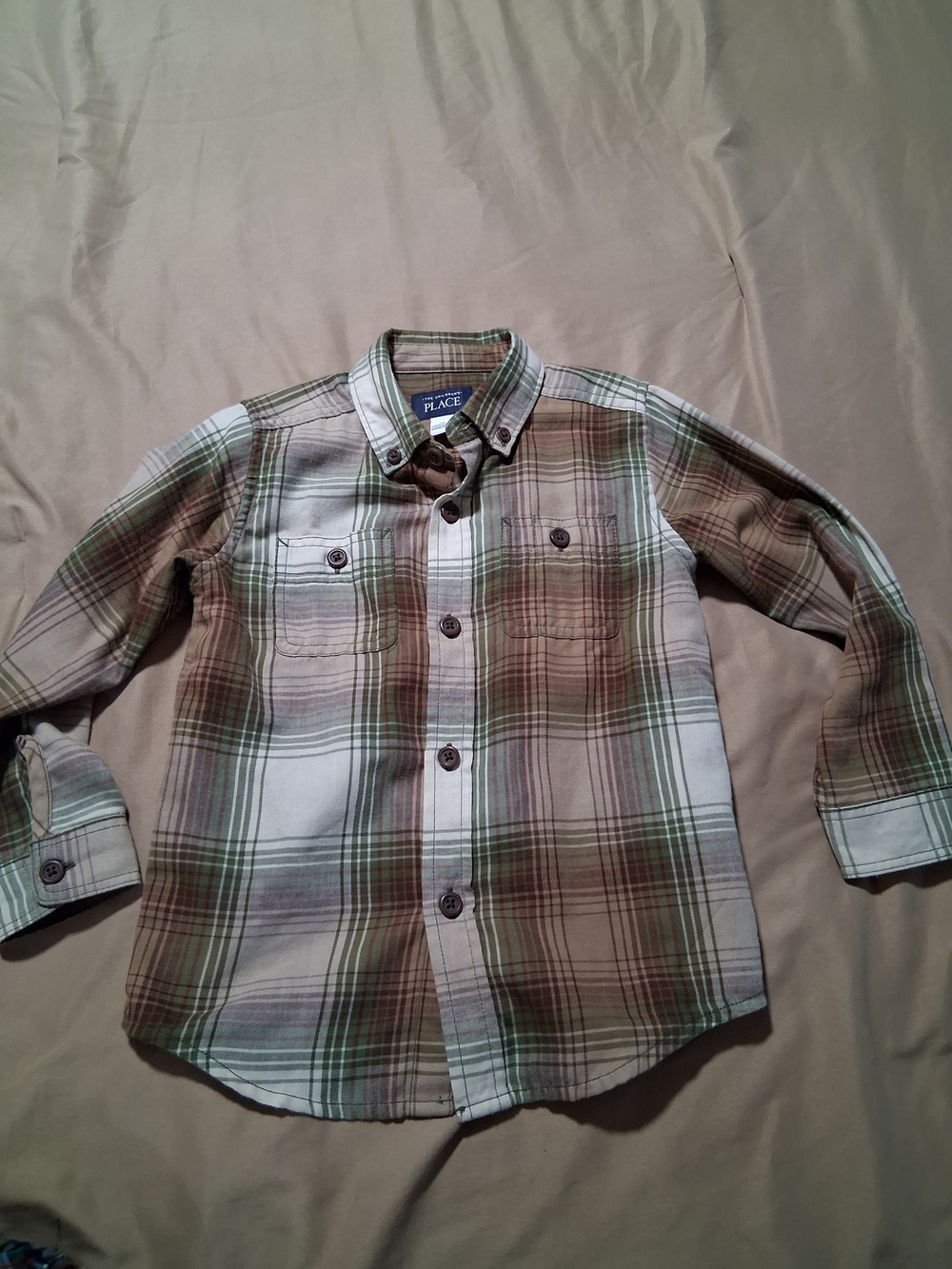 The Children's Place Chaps Lands End Boy Plaid Button-Up Shirt 4T - Picture 4 of 7